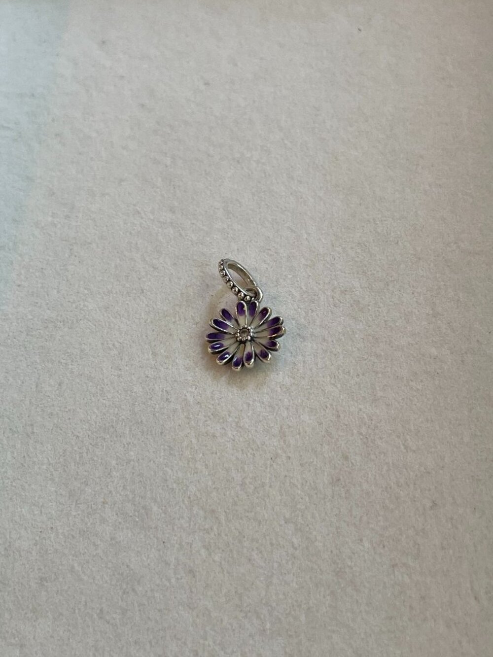 Pandora Purple Daisy Dangle Charm 798771C01 Sterling Silver Enamel CZ